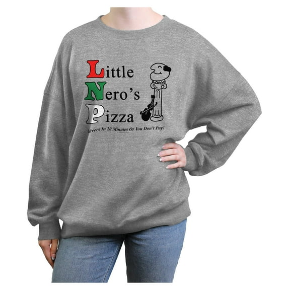 Juniors Home Alone Little Nero's Pizza Pillar Sweatshirt
