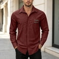thumbnail image 2 of Cmfcve Button Down Shirts for Men Long Sleeve Solid Office Work Tops Lapel Collar Casual Loose Fit Classic Shirts, 2 of 7