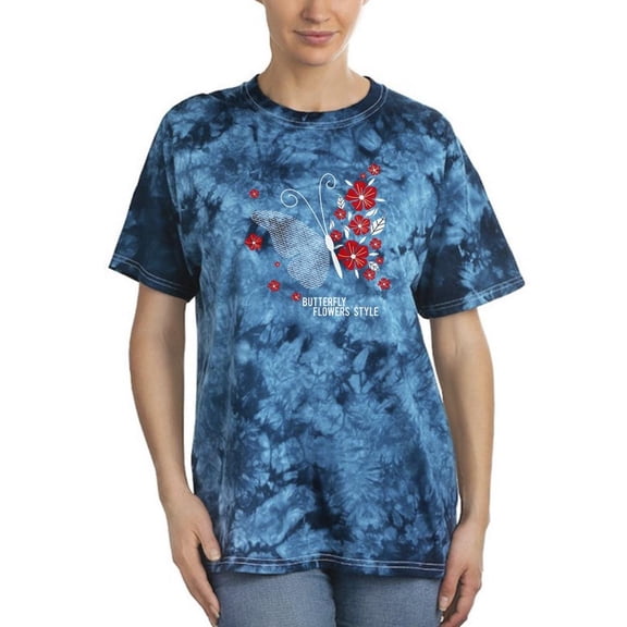 Butterfly Flowers Style Tie Dye Crystal Women -Image by Shutterstock, Female Medium