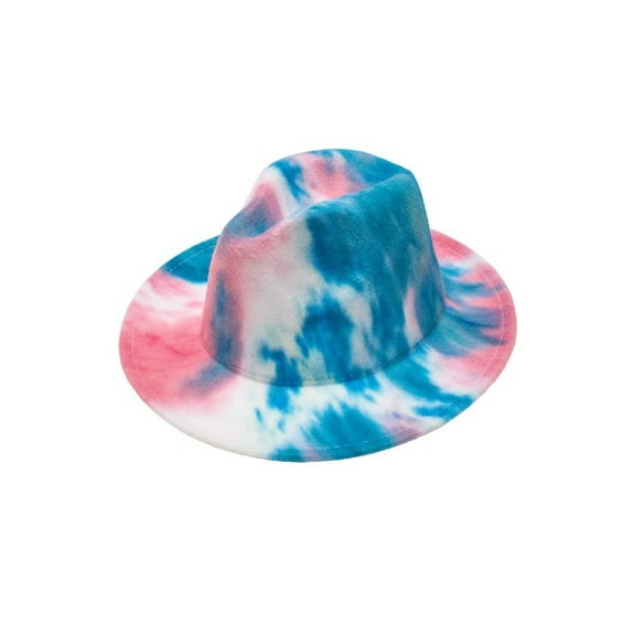 2Chique Boutique Women's Pink and Blue Tie Dye Retro Panama Style Fedora