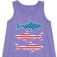 thumbnail image 2 of Instant Message - 4th of July - Shark American Flag - Toddler & Youth Girls A-line Dress, 2 of 5