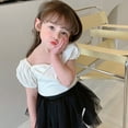thumbnail image 3 of WOYY Little Girls Summer Cute T-Shirt Solid Short Puff Sleeve Sweetheart T Shirt for Kids, 3 of 3