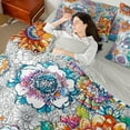 thumbnail image 4 of Manfei Boho Sunflower 7-Piece Twin Bedding Sets,Rustic Flower Floral Bedding Comforter Set,Watercolor Country Plant Sheet Sets For Kids,Luxury Bedroom Decor Reversible, 4 of 8
