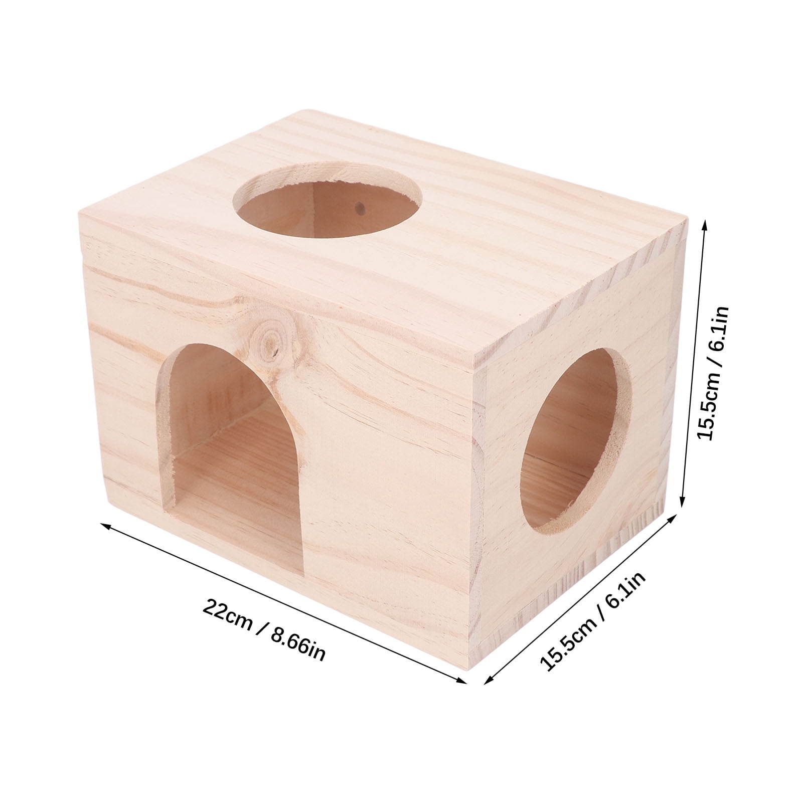 BIMZUC Small Animal Hideout House, Wooden Hamster Hideout, Tiny Hamster Wood House for Guinea Pigs Chinchillas, Ventilated Eco Friendly Rectangle Wood Cage (9.06 inches / 23 cm)