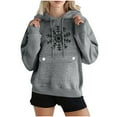 thumbnail image 2 of Yteetum Christmas Hoodies Sweatshirts for Women Oversized Drawstring Fleece Pullover Hooded Sweatshirts Coats Womens Casual Christmas Printed Plus Size Loose Long Sleeve Hoodies Outerwear Fall, 2 of 3
