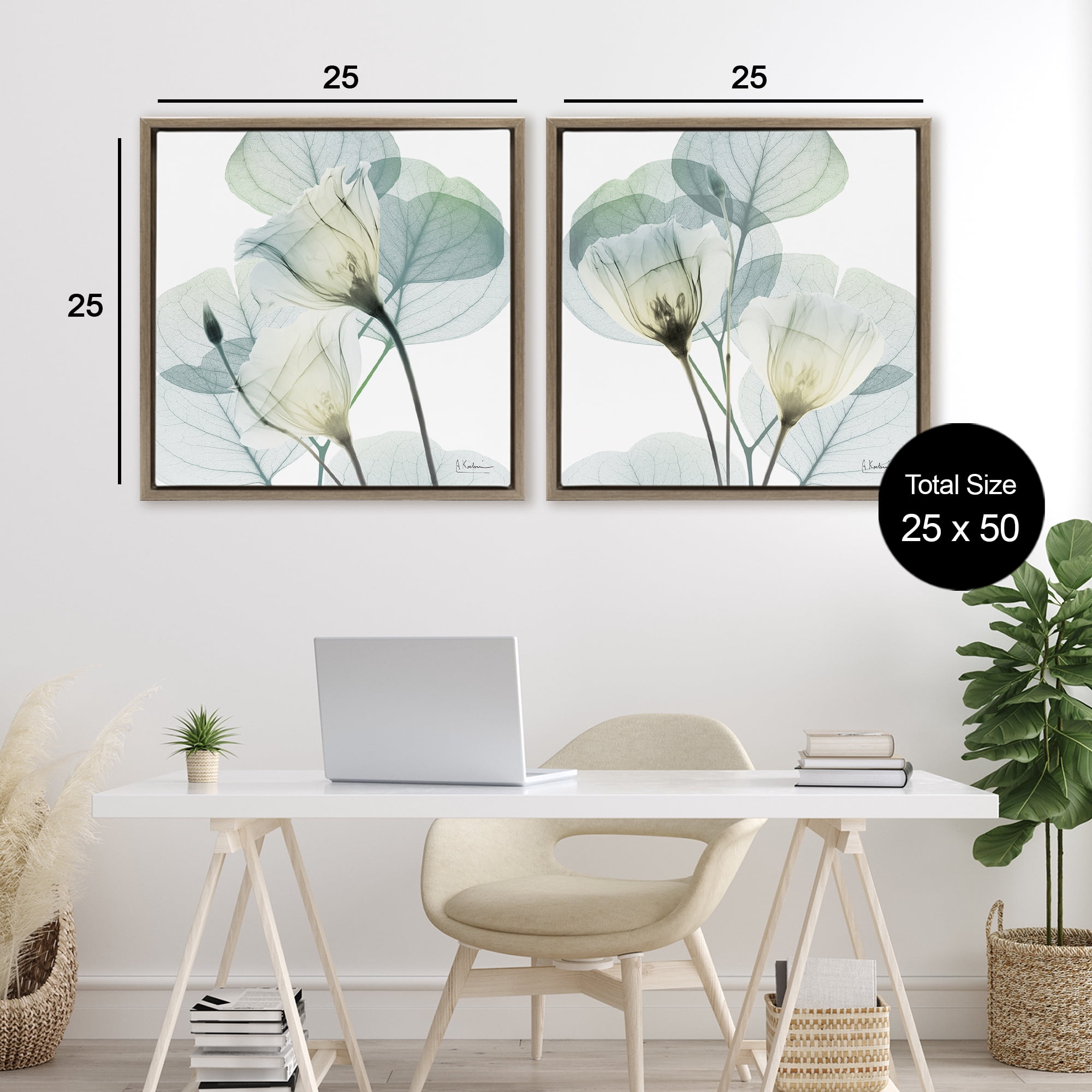 Stupell Industries Divine Fate Flowers 2 Piece Brown Framed Floater Canvas Set, design by Albert Koetsier