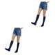 thumbnail image 2 of Sonducket Calcetines altos a rayas antideslizantes cálidos JK Día de San Valentín accesorios de mujer para diario fiesta de Halloween azul raya negra azul 2Conjunto, 2 of 6