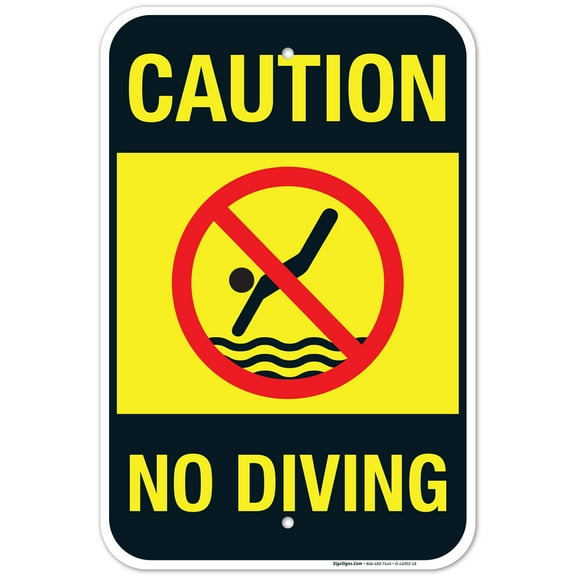 Pool Sign, Caution No Diving Sign,