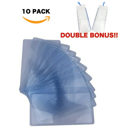 MagniPros Pack of 12 Credit Card Sized Magnifying Lenses with 3 Bonus Pouch- 3X Enlarge