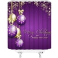 thumbnail image 2 of Christmas Shower Curtain Gold Purple Christmas Balls Xmas Snowflake Winter Holiday Happy New Year Merry Christmas Balls Decoration Fabric Bathroom Curtain Set with Hook, 2 of 3