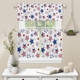 thumbnail image 6 of Semi-Sheer Rod Pocket Kitchen Valance and Tiers Set 24 Inch Length, Independence Day American Flag Stars Stripes and Fireworks Red and Blue Curtains Living Room Bedroom Bathroom Valance 3 Piece Set, 6 of 6