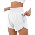 thumbnail image 2 of Joernso Women Wide Leg Sport Shorts Elastic High Waist Pockets Running Shorts Solid Color Fake Two Pieces Gym Shorts, 2 of 8