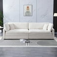thumbnail image 4 of 112-inch Luxurious Corduroy Deep-Set Soft Sofa, with 2 Backrests and 2 Throw Pillows Included, Beige, 4 of 5