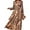 Brown, variant on Women's Floral Printed V Neck Long Sleeve Smocked Waist Maxi Dress for Autumn Winter
