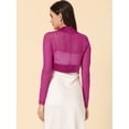 thumbnail image 5 of Cárdigan corto Allegra K con parte delantera abierta para mujer elegante Bolero para boda negocios Fucsia M, 5 of 5