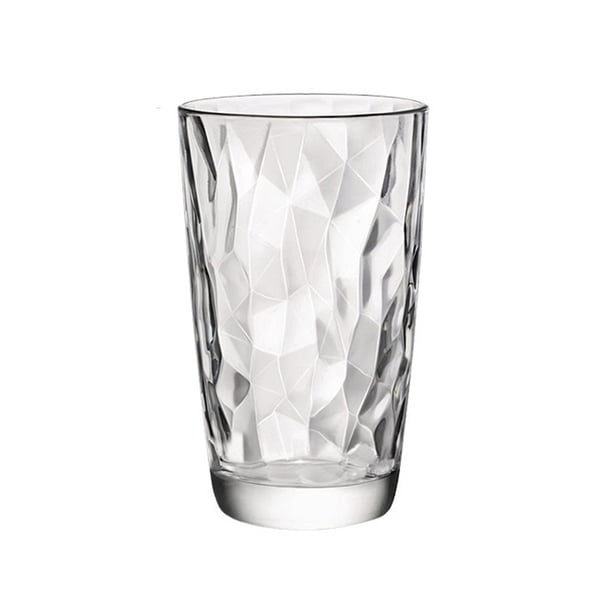 Vasos de cristal con relieve de diamantes de colores, resistentes al calor, ideales for agua, leche, zumo, cerveza, cócteles y vino.