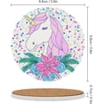 thumbnail image 3 of Round Drink Coasters 2 Pcs Unicorn with Floral Wreath on Christmas Absorbent Ceramic Coaster with Cork Base for Coffee Cups Housewarming Gift for Home Decor, 3 of 6