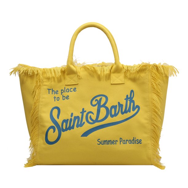 Bolso Mano Con Borlas para Mujer Bolso Lona Con Letras Bolso para Mujer (amarillo)