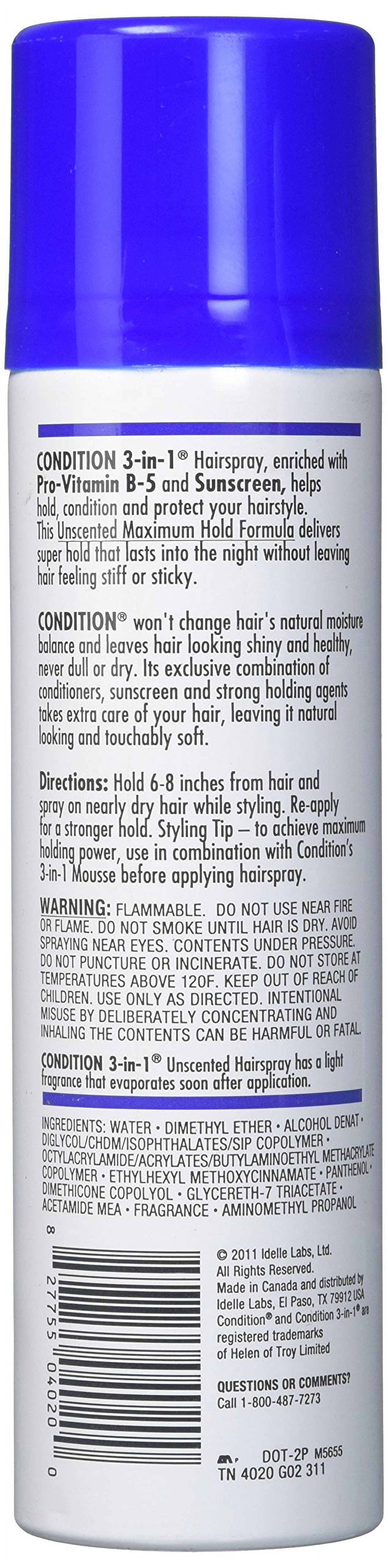 CONDITION 3-In-1 Hairspray Aerosol Maximum Hold 7 oz (Pack of 3)