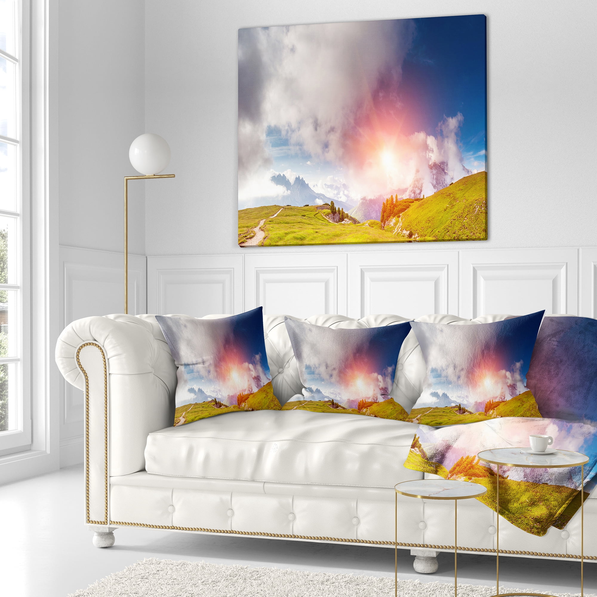 Designart Cadini di Misurina Range at Sunset - Landscape Printed Throw Pillow - 18x18