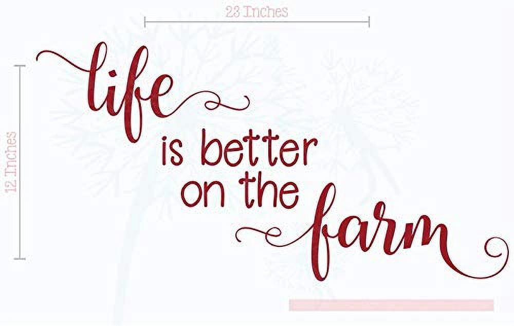 Life is Better on The Farm Wall Decals Vinyl Stickers Home Decor Quote 23x12-Inch Red