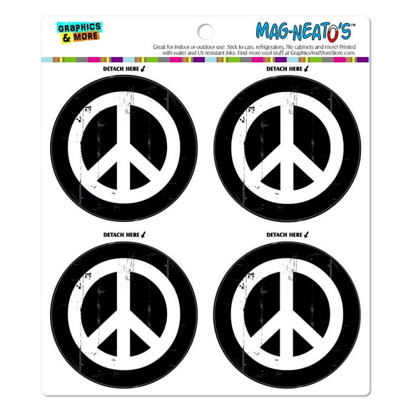 Artsy Peace Sign Symbol Black White MAG-NEATO'S(TM) Car/Refrigerator Magnet Set