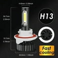 thumbnail image 3 of Bombillas LED para faros delanteros Dodge RAM 1500 2500 3500 (2006-2009) H13/9008 de haz alto y bajo + 9006/HB4 de 6500 K, 2 faros delanteros con visión nocturna de conducción rápida, paquete de 4, 3 of 3