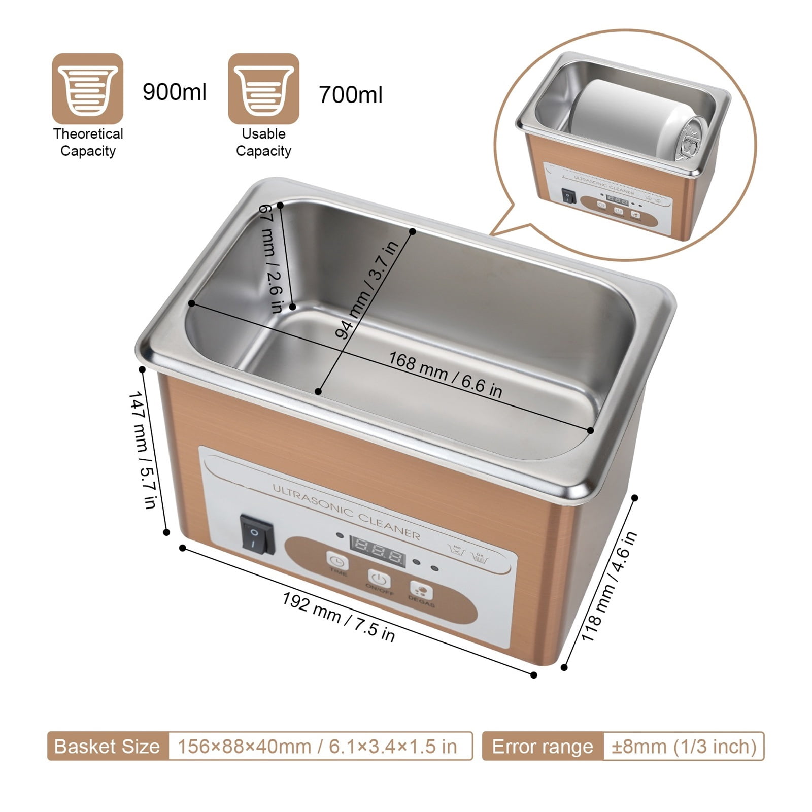 800mL Ultra Cleaner, 60W Power, 40kHz Ultra Cleaning Machine for Jewelry ,Convenient to Use