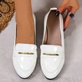 thumbnail image 6 of Miluxas Women's Leather Closed Low Chunky Heel Loafers Fashion Buckle Decor Slip-On Comfortable Casual Work Dress Shoes Business office Walking Shoes White 9.5(43), 6 of 9