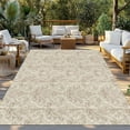 thumbnail image 3 of Fsddascl Beige Damask Outdoor Rug for Patio/Deck/Porch, Non-Slip Large Area Rug 4 x 6 Ft, Vintage Country Scroll Floral Patterned Indoor Outdoor Rugs Washable Area Rugs, Camping Rug Carpet, 3 of 5