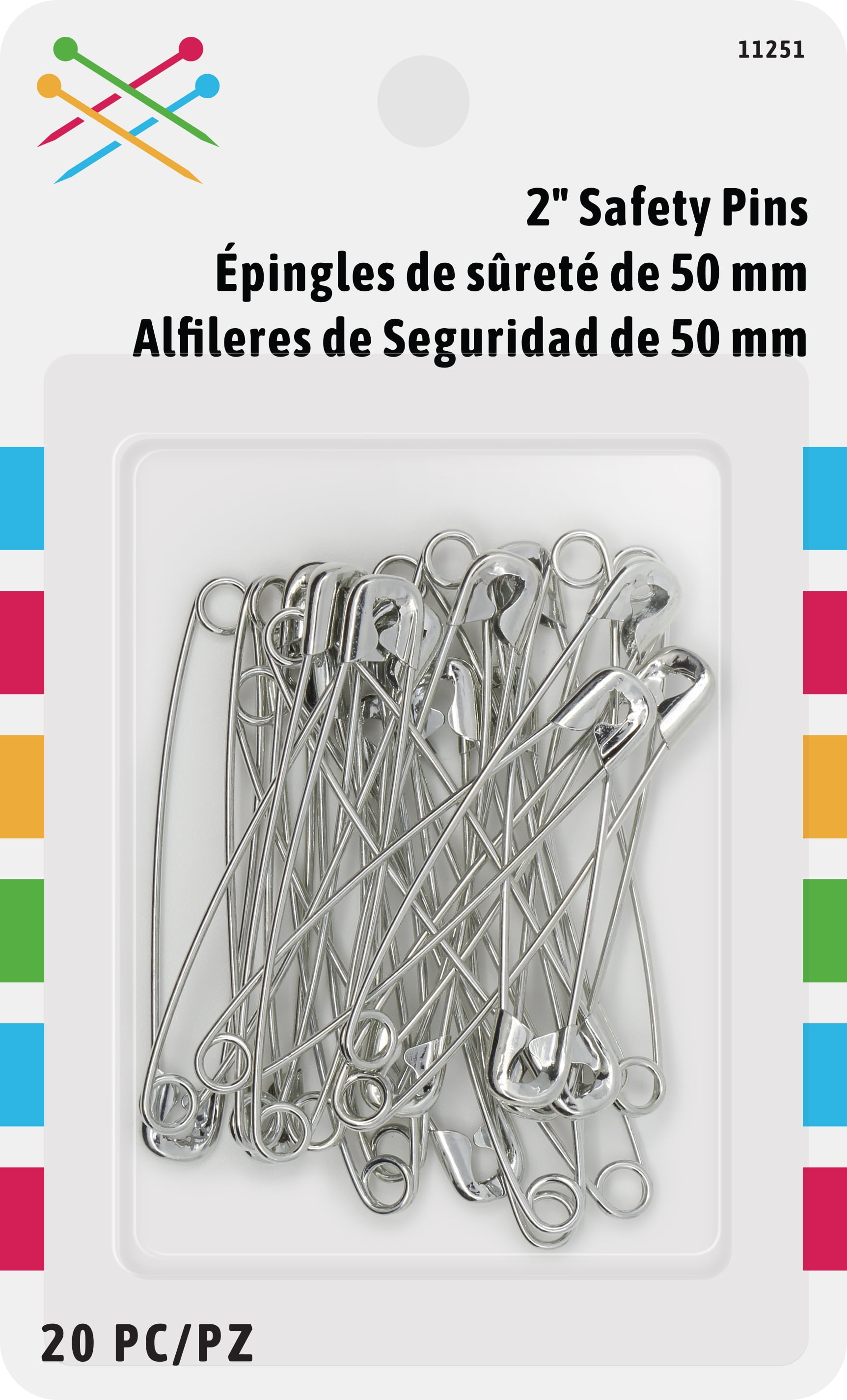 50Pc Safety Pins Silver Assorted Size Hemming Sewing Craft Aid Textile Fabric