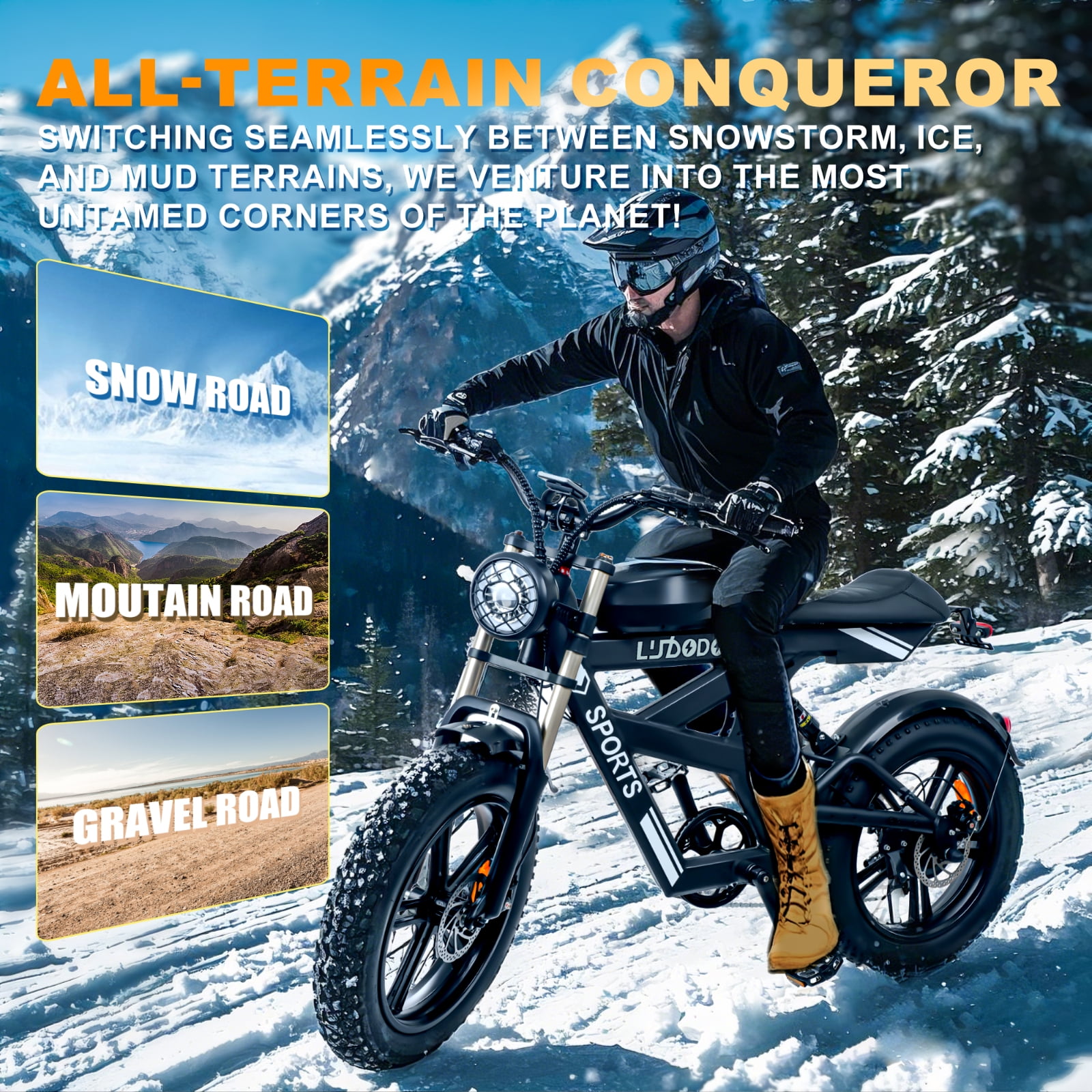 EOEOWTO AK2 Electric Dirt Bike for Adults Peak 1000W 48V 17.8AH Top Speed 34MPH 75Miles Long Range Motor MotorcycleDouble Disc Brake,20*4.0 Fat Tire Off-road E-Bike