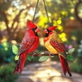 thumbnail image 3 of Acrylic Suncatcher Cardinal Pair Window Hanging Decoration Red Bird Stained Glass Style Ornament, 3 of 4