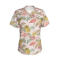 thumbnail image 2 of Uemuo Tropical Flamingo Pineapple Printed Women's Classic V-Neck T-Shirt - Soft, Breathable, Moisture-Wicking, Perfect for Casual, Office, Travel, and Everyday Wear-Small, 2 of 5
