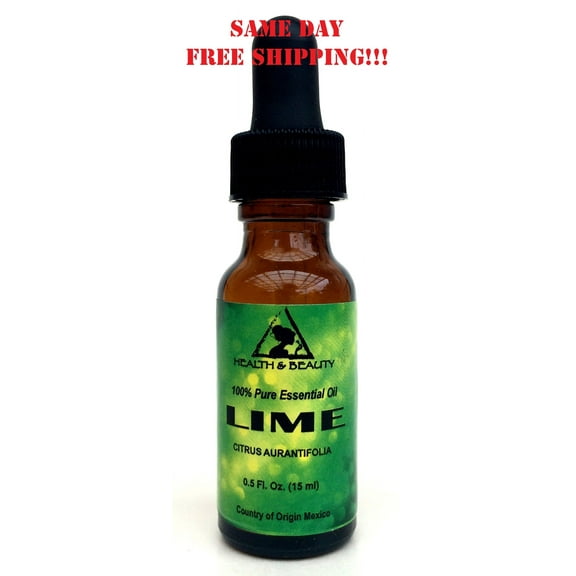 LIME ESSENTIAL OIL AROMATHERAPY 100% PURE NATURAL GLASS DROPPER 0.5 OZ, 15 ml