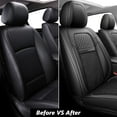 thumbnail image 4 of Coverado Car Seat Covers Black, 5 Seats Breathable Faux Leather & Woven Fabric Seat Protectors Full Set, Universal Auto Cushions Fit Most Cars SUV Trucks, 4 of 13