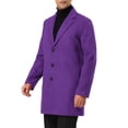 thumbnail image 4 of INSPIRE CHIC Men's Coat Notched Lapel Single Breasted Mid-Weight Long Sleeve Coat 2XL Purple, 4 of 7