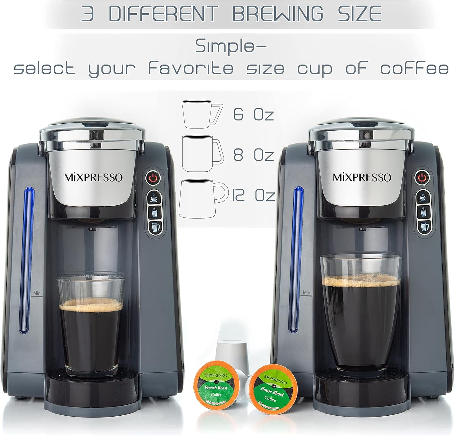Mixpresso Coffee Maker Single Serve Coffee Brewer, with Auto Shut-Off, Gray