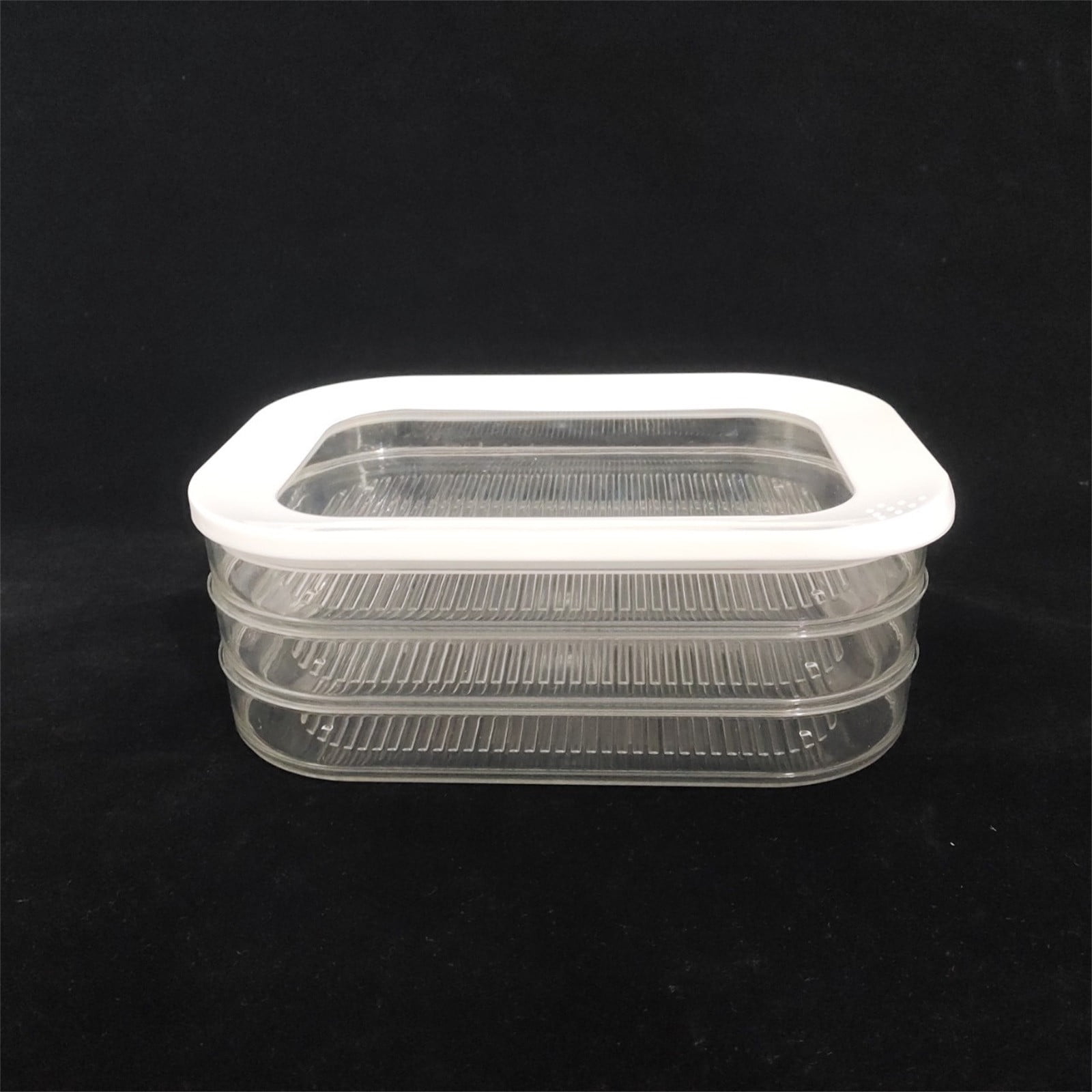 Food Storage Containers for Fridge Plastic Refrigerator Organizers with Lid Stackable Produce Containers to Keep Fruits, Vegetables, Meat (3 Layer)