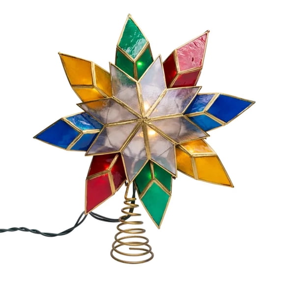 Kurt Adler 10-Light LED Multicolored Capiz Clear Star Tree Topper