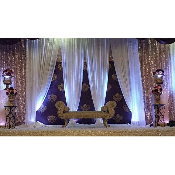 White Chiffon Drapes Panels for Event Decor - Backdrop Draping, 115" x 216"