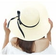 thumbnail image 2 of Sombrero de paja de ala ancha para mujer, gorra enrollable plegable flexible, sombreros de verano para la playa UPF 50+, color blanco Sailing Electrónica, 2 of 6