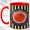 Red, variant on Concentric Circle Coffee Mug, Geometric Stripe Mug, Ceramic 11 oz