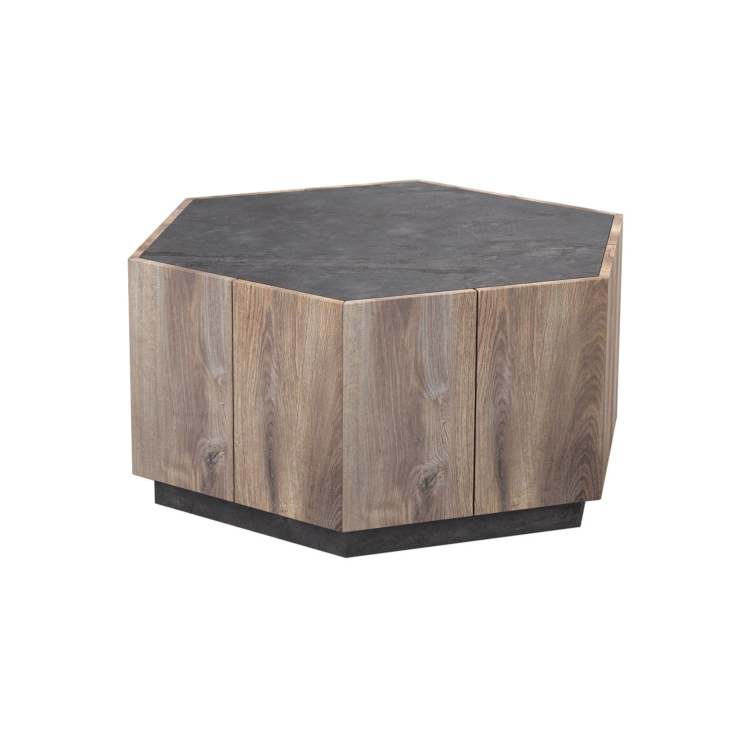 Kadyn Hexagonal Rural Style Retro Coffee Table, Particle Board Coffee Table for Living Room, Modern Particle Board Sofa Side Table with 2 Drawers, Light Brown Kadyn Hexagonal Rural Style Retro Coffee Table, Particle Board Coffee Table for Living Room, Modern Particle Board Sofa Side Table with 2 Drawers, Light Brown