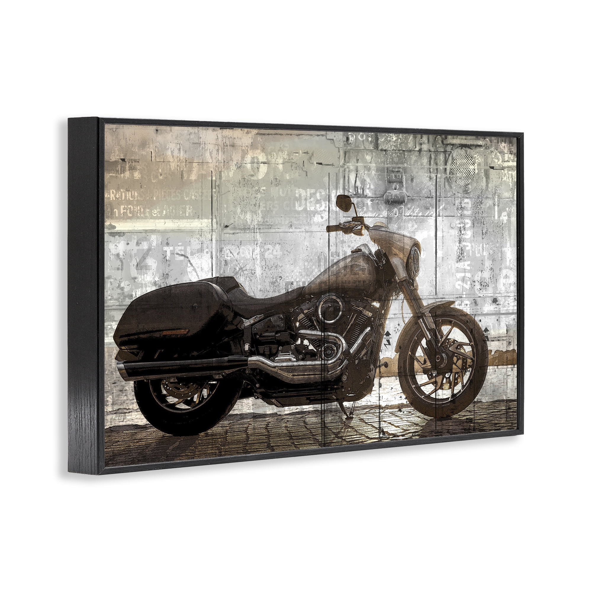 Stupell Industries Sunset Ride Motorcycle Black Framed Giclee Art, design by Kim Allen