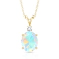 thumbnail image 2 of Oval Ethiopian Opal Solitaire Pendant Necklace with Diamond (1 Carat), 14K Yellow Gold, 2 of 7