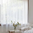 thumbnail image 3 of Anjee Semi Sheer Curtains Faux Linen Texture Rod Pocket White Curtain Lightweight Curtains for Bedroom, 52" × 84", 3 of 10