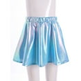 thumbnail image 6 of Alvivi Kids Girls Glossy Metallic Pleated Mini Skirt Latin Jazz Modern Ballet Dance A-Line Scooter Skirt Sky Blue 9-10, 6 of 7