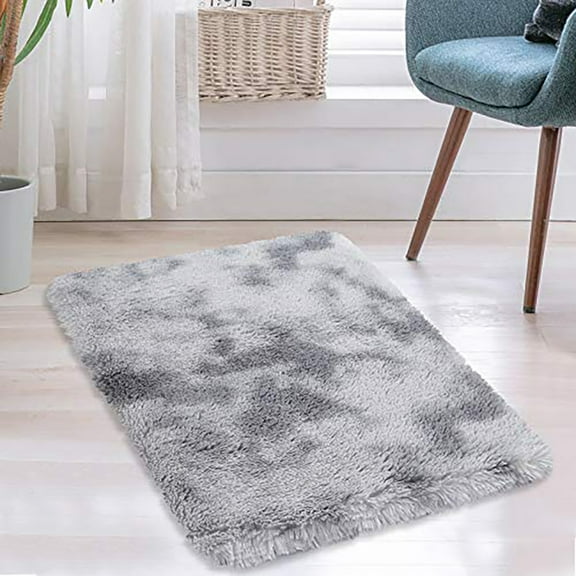 Fluffy Area Rug, Modern Abstract Fluffy Area Rug Indoor Soft Area Rug Faux Area Rug for Bedroom Living Room, Light Grey, 2' x 3'