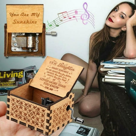 An Out Of The Box Christmas Musical Magicfly Wooden Beauty Music Box, Vintage Wooden Musical Box Hand Crank Classic Antique Carved Wood Musical Boxes Birthday for Kids Children Wife Christmas Valentine's Day ()